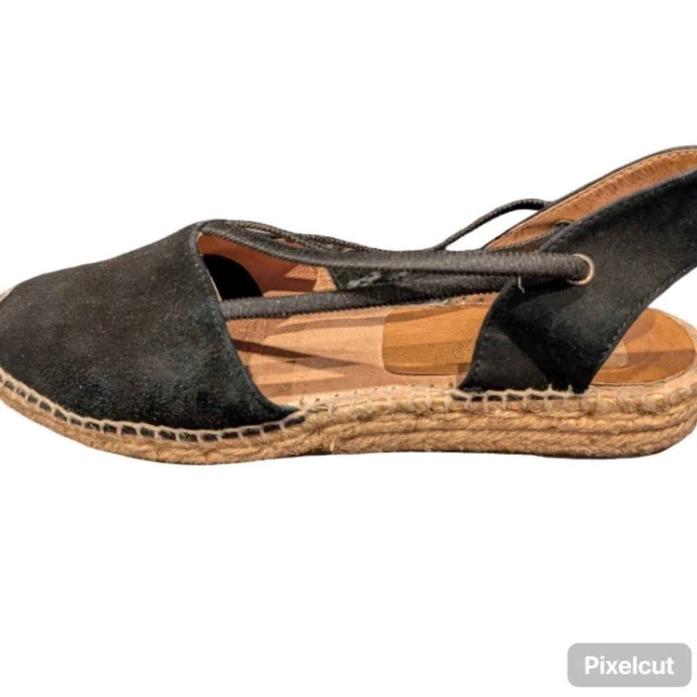 Kanna Thanos Black Suede Espadrille Sandals Size 38 EU (US 7.5) Ankle Strap